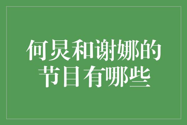 何炅和谢娜的节目有哪些