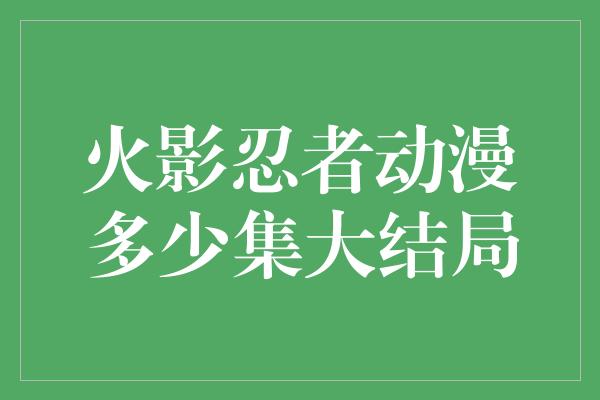 火影忍者动漫多少集大结局