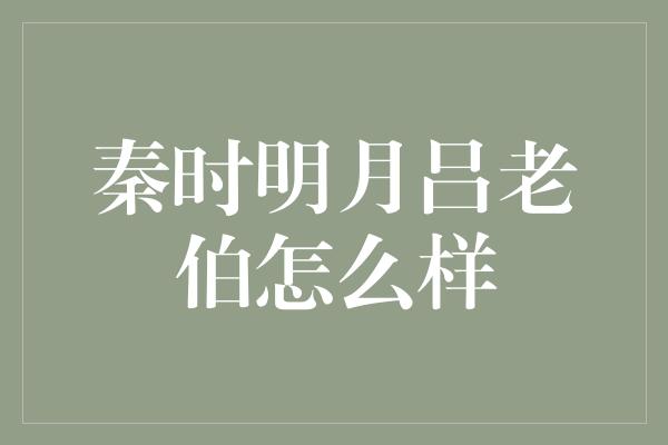 秦时明月吕老伯怎么样