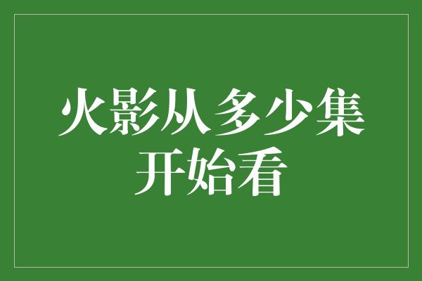 火影从多少集开始看