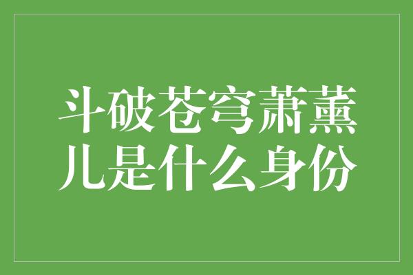 斗破苍穹萧薰儿是什么身份