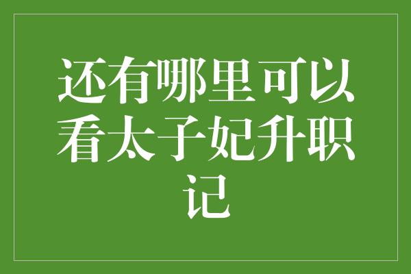 还有哪里可以看太子妃升职记