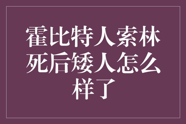 霍比特人索林死后矮人怎么样了