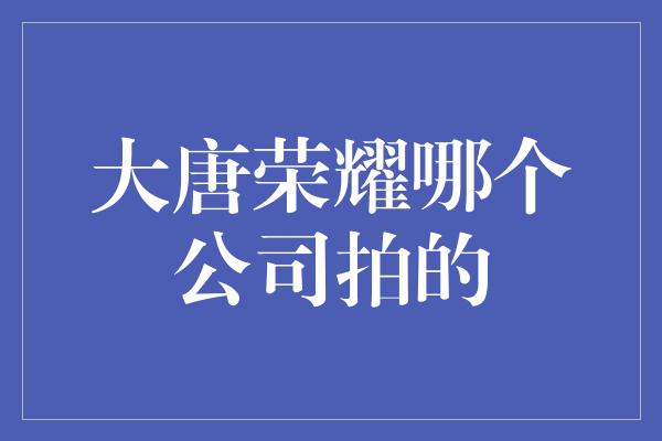 大唐荣耀哪个公司拍的