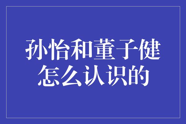 孙怡和董子健怎么认识的