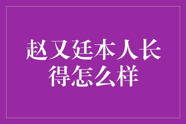 赵又廷本人长得怎么样