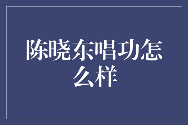 陈晓东唱功怎么样