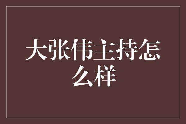 大张伟主持怎么样