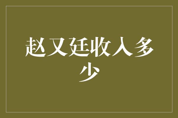 赵又廷收入多少