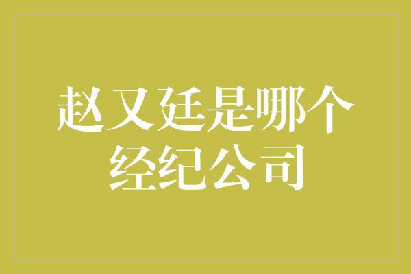 赵又廷是哪个经纪公司