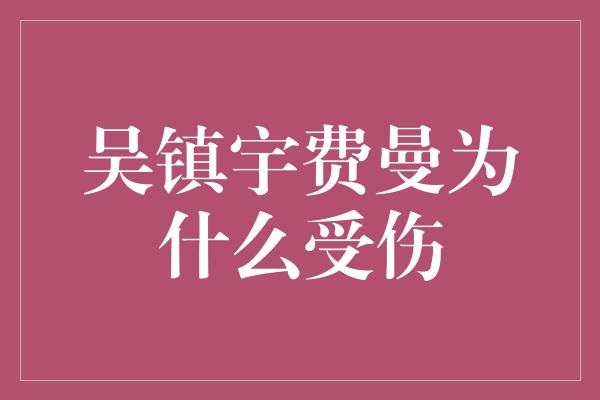 吴镇宇费曼为什么受伤