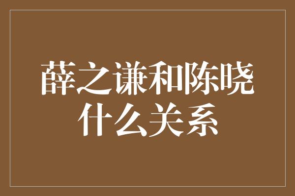 薛之谦和陈晓什么关系