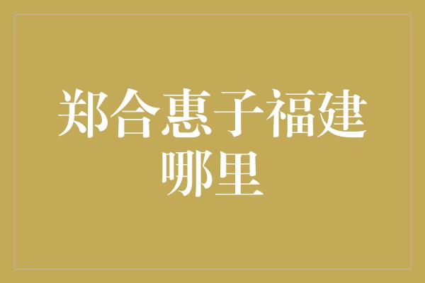 郑合惠子福建哪里