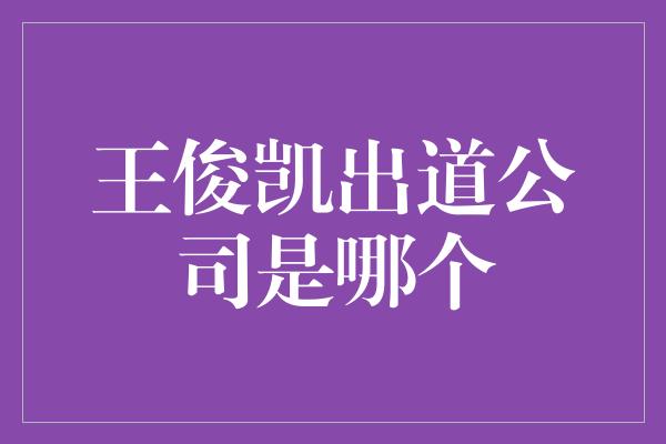 王俊凯出道公司是哪个