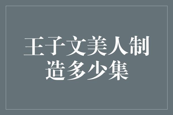 王子文美人制造多少集